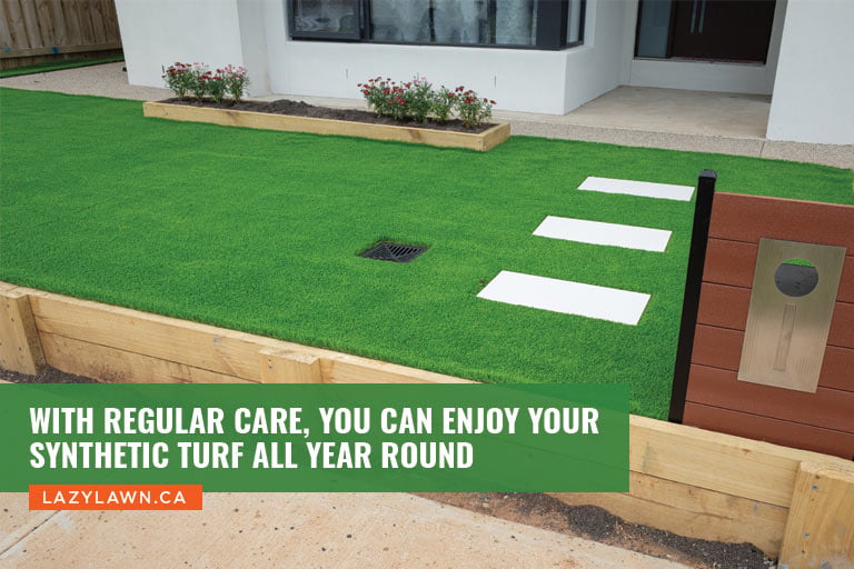 With regular care, you can enjoy your synthetic turf all year round