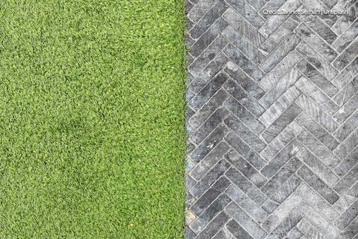 Artificial grass can delineate and organize specific areas within your space